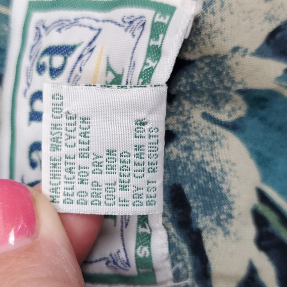 Hana Bay rayon Hawaii shirt buttons up green blue cars men size XL - Picture 5 of 6